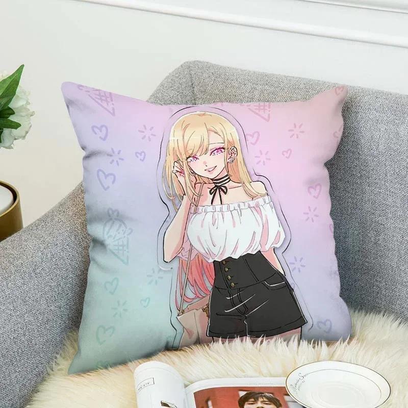 Pilow Cases Kitagawa Marin Couple Pillow Pillowcases 50X50 Decorative Pillows For Sofa Car Decoration Cushion Cover Luxury Anime