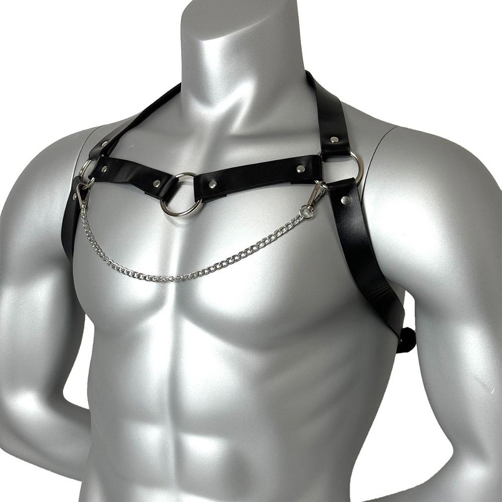 Pu Leather Men Harness Belts Fetish Gay Sex Bondage Waistband Punk Goth Chest Body Harness Straps Sexual Male Lingerie Accessory