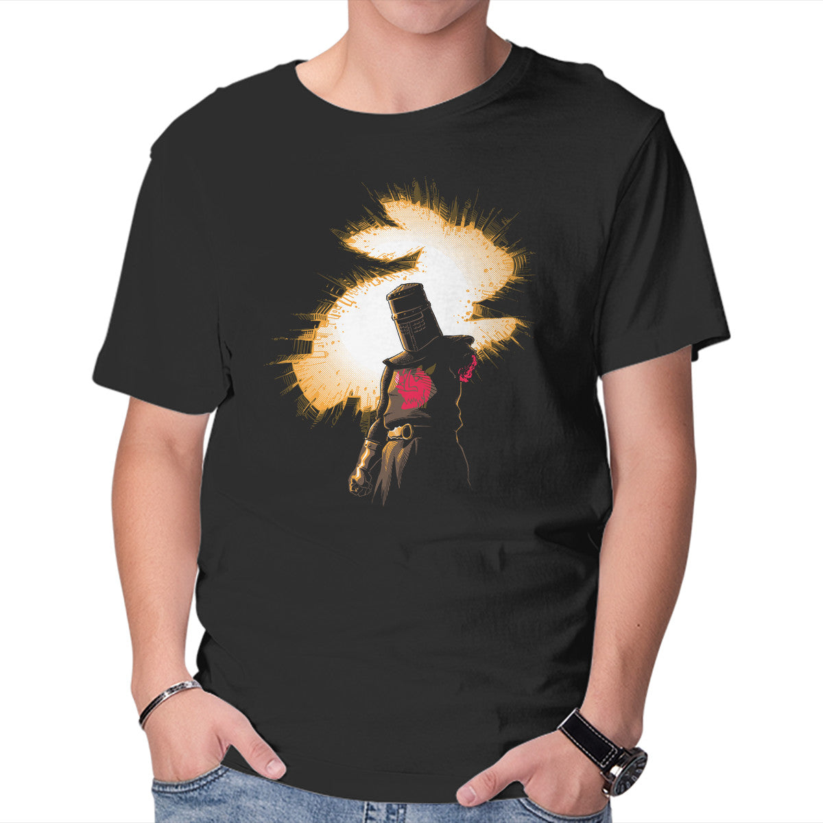 Unisex Crew Neck T-Shirt The Black Knight Rises Graphic Short Sleeve Casual Tee XXXXL