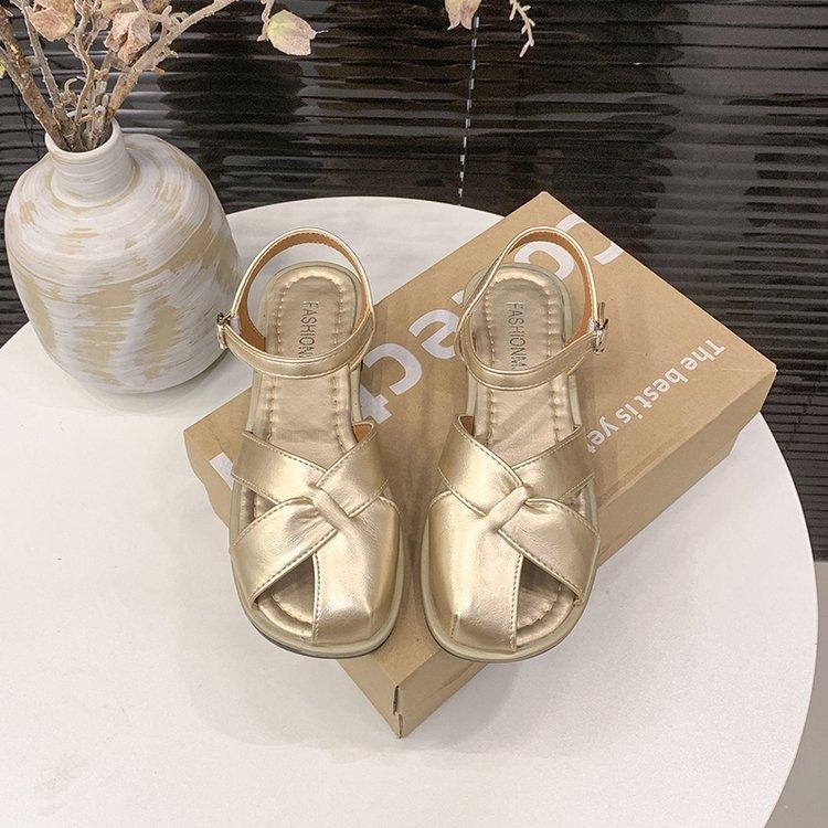 

Винтажные сандалии Baotou, женские, 2025, новые летние, с перекрещенными ремешками, с открытым носком, на плоской подошве из мягкой кожи, женские 40 шампанского