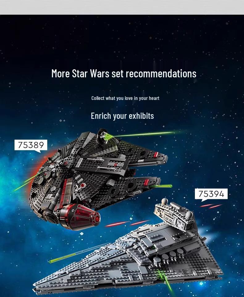 Lego-Compatible 75389 Battle of the Dark Millennium Falcon 75105 Street Scene Toy Set