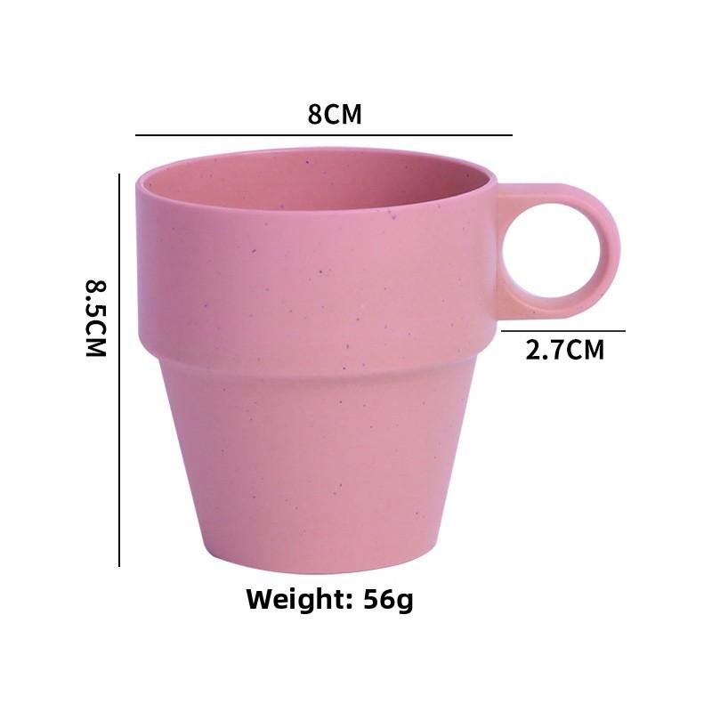 Wheat Straw Water Cup with Anti-scald and Anti-slip Handle, Household Plastic Insulated Cup, Simple Plastic Cup