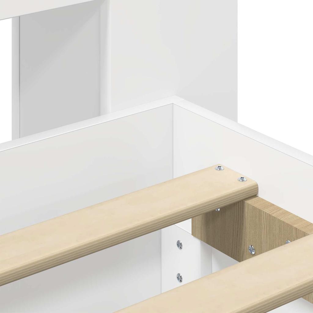 Bed Frame with Storage Space White 150 x 200 cm Particleboard