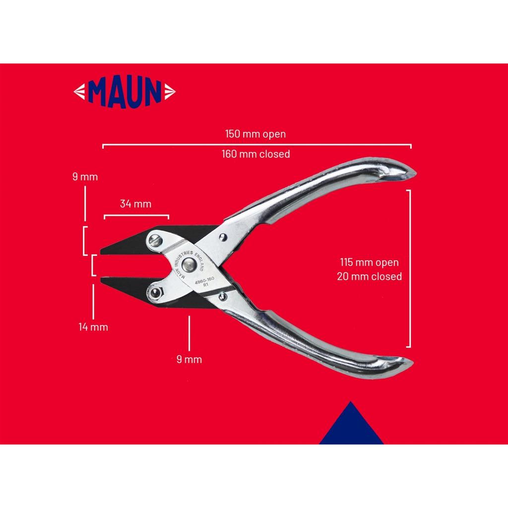 Maun Flat Nose Pliers, Serrated Jaws 160mm