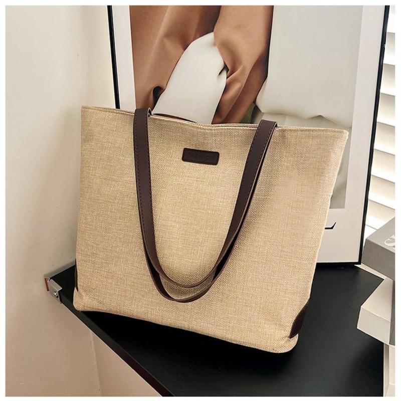 Simple and fashionable commuter shoulder bag women's leisure large-capacity tote bag new linen portable shoulder bag
