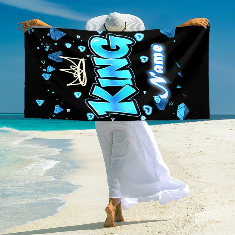 1PC Custom Name Diamonds" Beach Towel Highly Absorbent And Sand-Resistant Towel for Swimming, Pool, Yoga, And Travel Lightweight