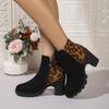 Short Thigh Boots Winter New Round Toe Side Zip Rivet Metal Buckle Platform Anti-Slip Wear-Resistant High Heels