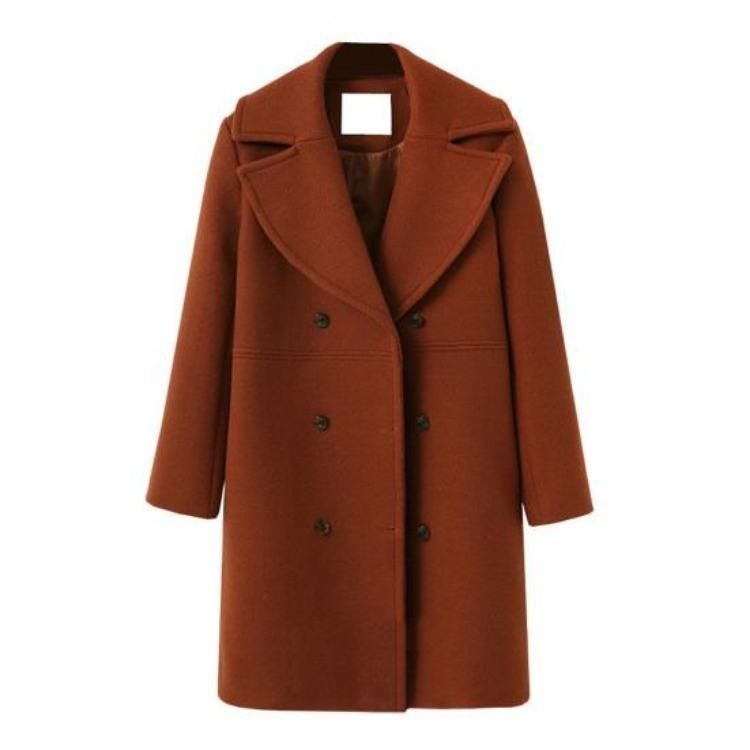 Damen Plus Size Wolljacke Zweireihig Umlegekragen Mantel Einfarbig Locker Thermisch Langärmelig Frühling Herbst Winter Pendeln Verabredung