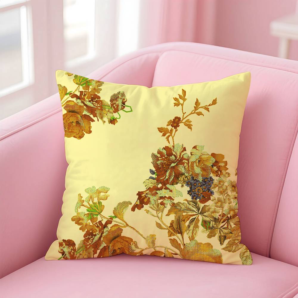 Elegant Traditional Chinese Art Pillow Case Comfort Sofa Bed Silky elegant Invisible zipper Custom Decorative cushion cover