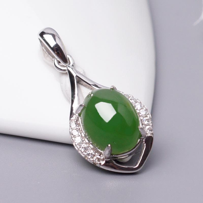 Hetian Jade & 925 Sterling Silver Pendant Necklace - New Chinese Retro Style