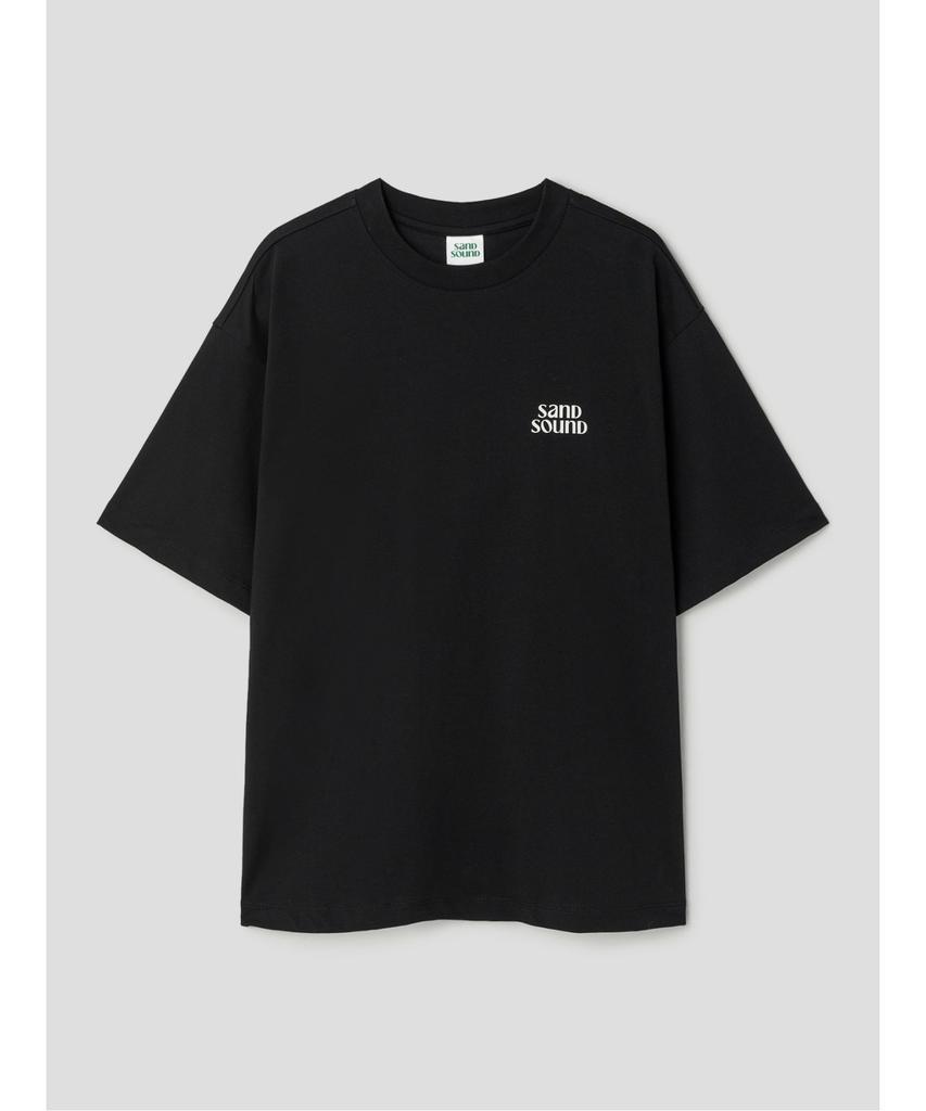 Saendeusaundeu (Unisex) Beach Graphic Oversized Short Sleeve T-Shirt Black
