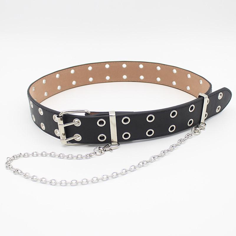 Punk Belt Feminine Eye Silver Sling Embellished Hip Hop Pu Belt Womens Belt