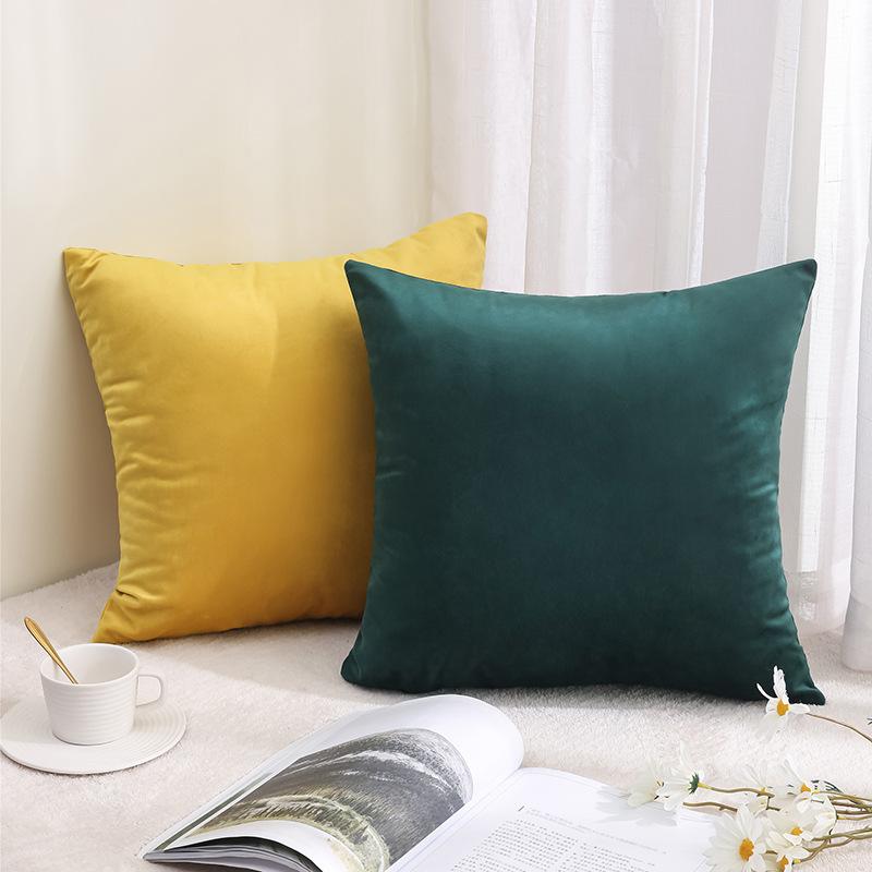 New Solid Color Nordic Velvet Pillow Sofa Office Living Room Simple Plush Cushion Bedroom Bedside Pillow