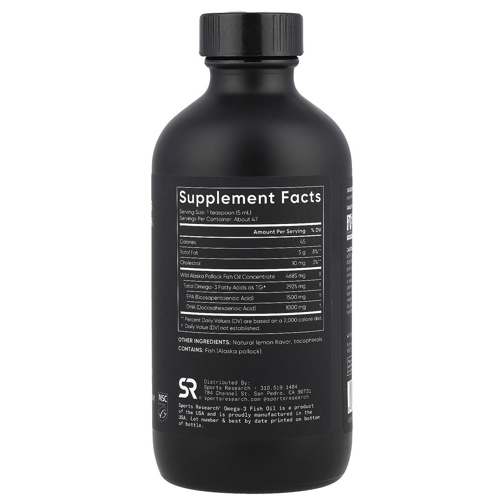 Omega 3 Fish Oil, Lemon, 237Ml(8Oz)