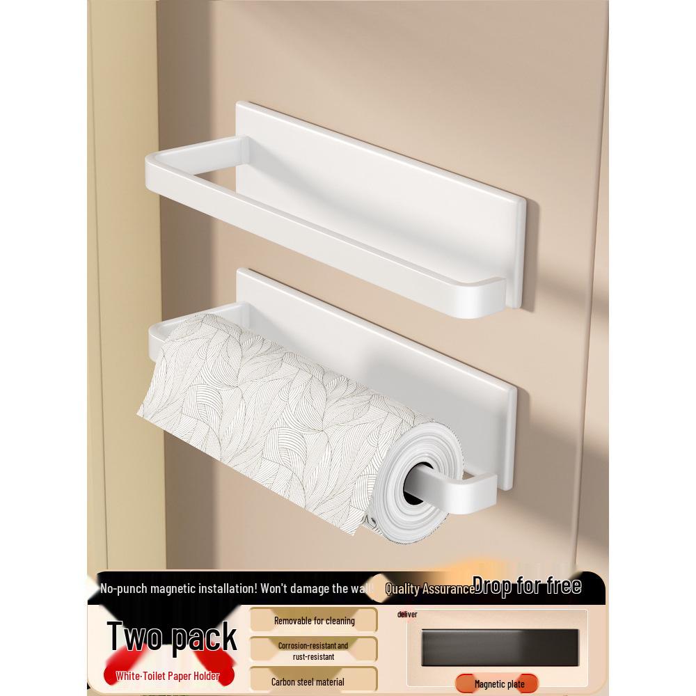 Magnetic Wall-Mounted Kitchen Organizer: Holds Paper Towels, Wraps, and Trash Bags.