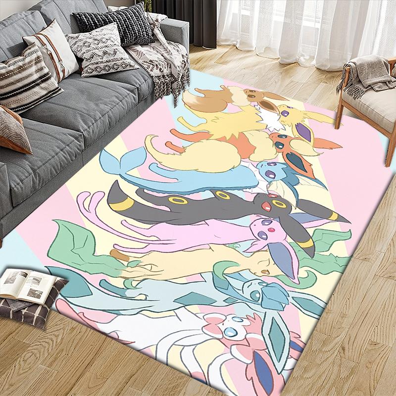 Cute Eevee2 Square Area Rug, Non-Slip Floor Mat for Bedroom, Perfect Gift for Eevee Fans