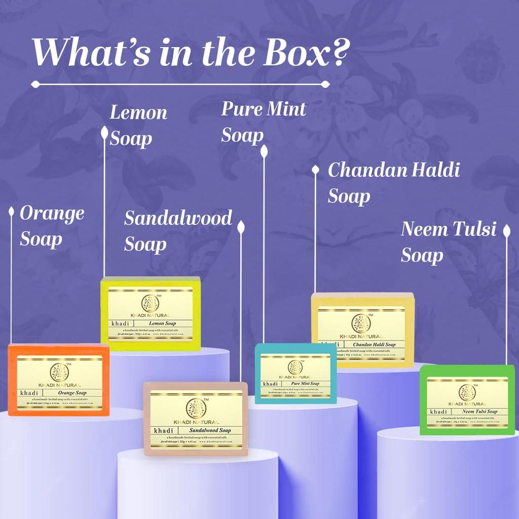 Khadi Natural Assorted Soap Kit Set of 1 (25 g  x 12pcs )| Handmade Moisturizing Bath Soap for All Skin Types with Essential Oils