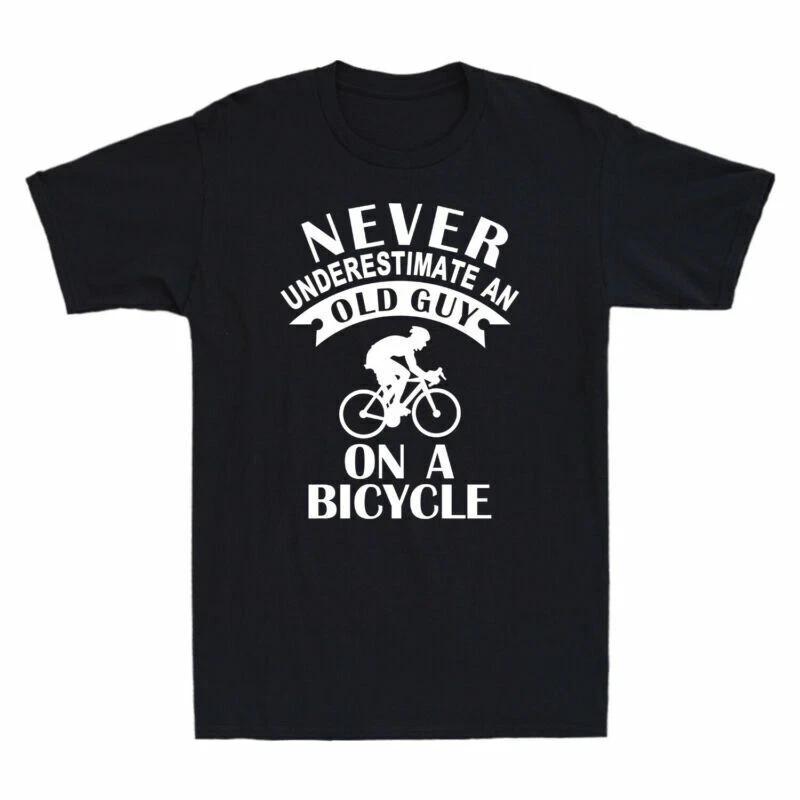 Never Underestimate An Old Guy On A Bicycle Shirt Funny Cyclist Men s T-Shirt L