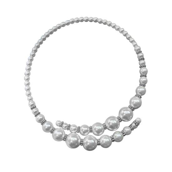 Faux Pearl Choker Necklace Women Elegant White Faux Pearl Necklace Sparkling Rhinestone Choker for Weddings Parties Dating