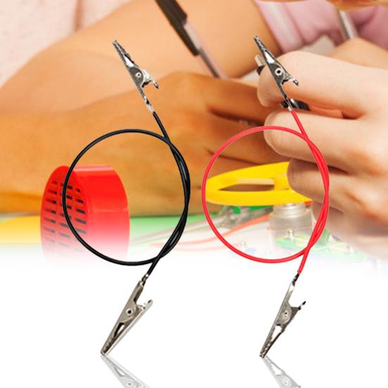 2Pcs Test Wire Interesting Widely Used Copper Bothway Alligators Clip Conductor for Student