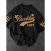 Fashionable Men's Summer 1957 Letter Printed Breathable Round Neck T-shirt Outdoor Urban Casual Top