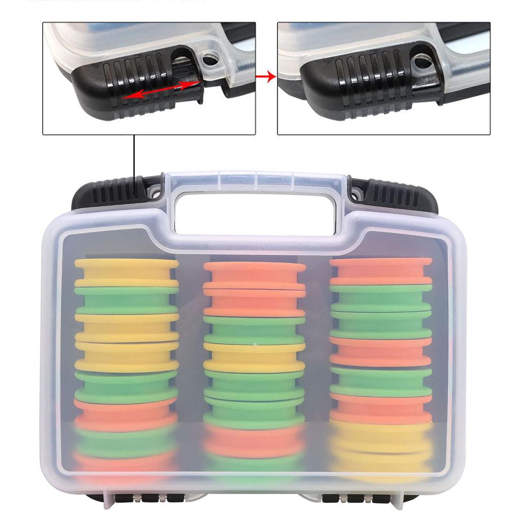 24Pcs Round Fishing Line Foam Spools Winding Board with Fishing Tackle Box Fishing Line Holders Storage Organizer