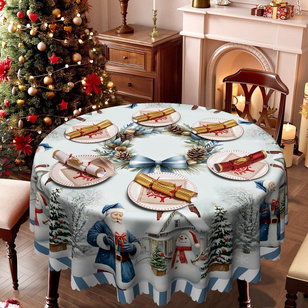 Christmas Table Cloth, Snow Elk Santa Tablecloth, Table Decoration Cloth, European Pastoral Table Cloth