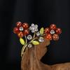 Retro Natural Agate Brooch High-end Classical Temperament Literary and Versatile Plant Pin Coat Cardigan Corsage Accessories