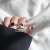 Korean Style Black Geometric Open Ring - Trendy Retro Fashion for Women