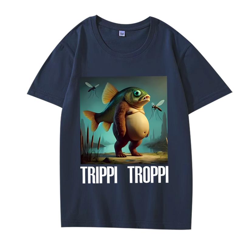 Trippi Troppi  Funny Italian Brainrot Animals Meme Graphic T Shirt Men Women Oversized 100% Cotton Summer Unisex Plus Sizetops