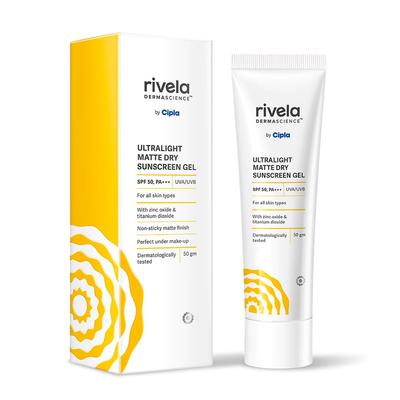 Rivela Dermascience Ultralekki Matowy Żel Przeciwsłoneczny SPF 50 PA+++ Od Do Skóry Tłustej | Nielepkie Lekkie Wykończenie 50 g