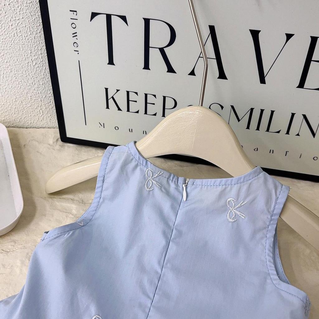 Summer Sleeveless Bow Print Dress for Girls - EXB031