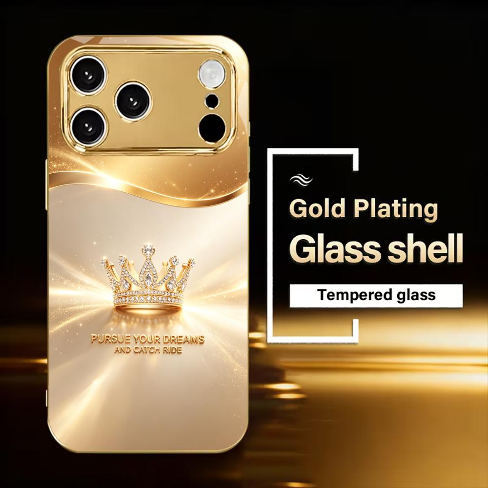 Fashionable Simple Crown phone case for funda iphone for iphone 17 pro max cover glass for iPhone 17 16 15 14 13 12pm Pro Plus