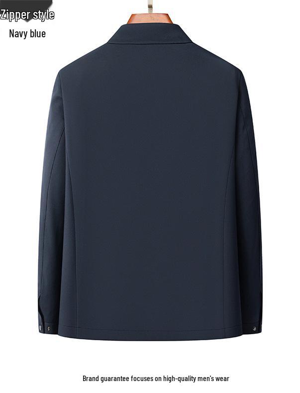 Men's Wrinkle-Resistant Lapel Jacket - Spring/Autumn Casual Business Style for Middle-Aged and Elderly