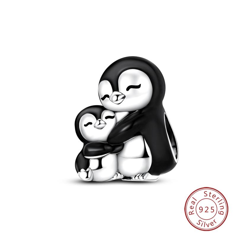 925 Silver Snowflake Snowman Penguin Charm Pendant Winter Jewelry Gift For Women DIY Birthday Present