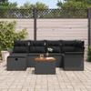 7 Piece Garden Sofa Set with Cushions Black Poly Rattan