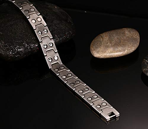 Rockyu Bracelet for Men - Stainless Steel with Gold and Silver Combination - Stylish Wide Plate Design - Hypoallergenic - Perfect Gift for Birthdays,