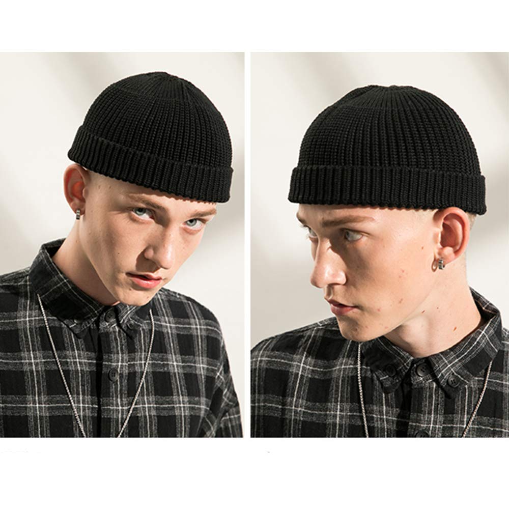 Croogo Knit Solid Capuccio Short Striped Knit Cool Islamic Shallow Fit Men's Beanie, Color, Simple, Oversized, Lid, Spring, Autumn, Winter, Cap, Cap,