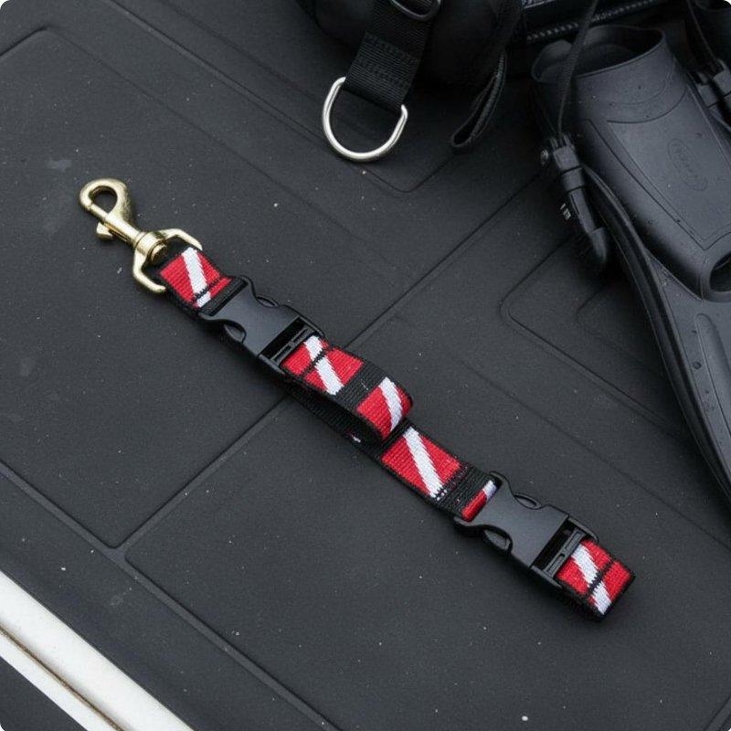 Diving Flipper Lanyard Brass Snap Hook Diving Fin and Face Shield Holder BCD Gear Retainer Sturdy Duty Dive Gear Fastener Strap