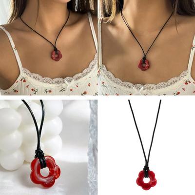 Flower Pendant All-match Clavicle Chain Adjustable Wax Line Cold Wind Necklace