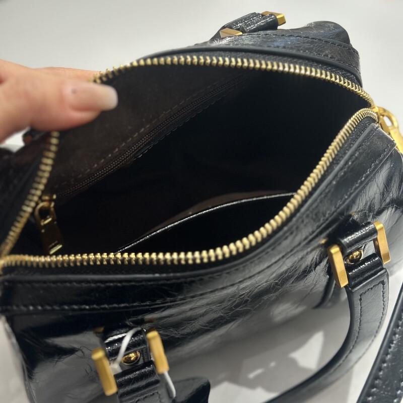 Douxiaozhu Retro Oil Wax Leather Boston Bag