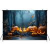 Halloween Background For Photography Night Forest Candle Autumn Pumpkin Party Backdrop Baby Shooting Props Decorations Photozone