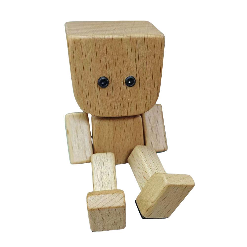 Shaking Wooden Man Figurine Magnetic Changeable emoticon Car Dashboard Decoration Air Outlet Fragrance Ornaments Desktop Decor