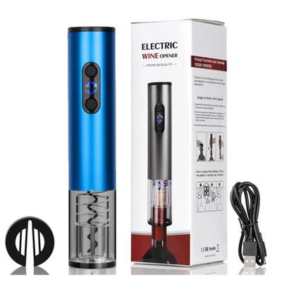 Stainless Steel USB-C Rechargeable Electric Wine Opener (Corkscrew & Foil Cutter Included) - BLUE