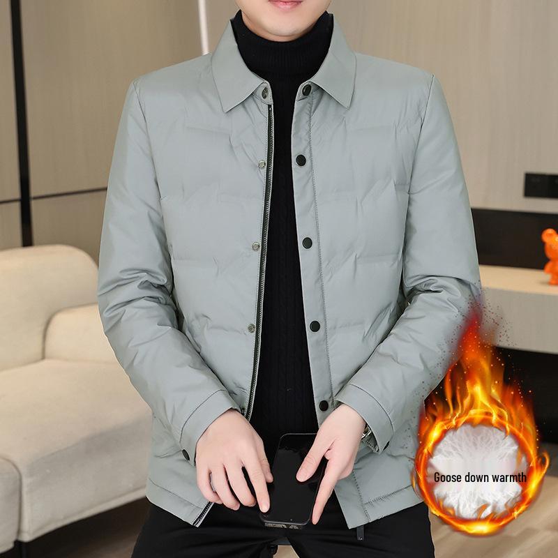 

2024 Winter Trendy Lightweight Men s Lapel Down Jacket for All Ages 195 (180-195 kg) сірий колір