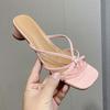 High Heels Comfortable New Summer Solid Leather Slippers Female Shoes Women Shoes Woman Fashion Cool Mules Slides Flip Flops