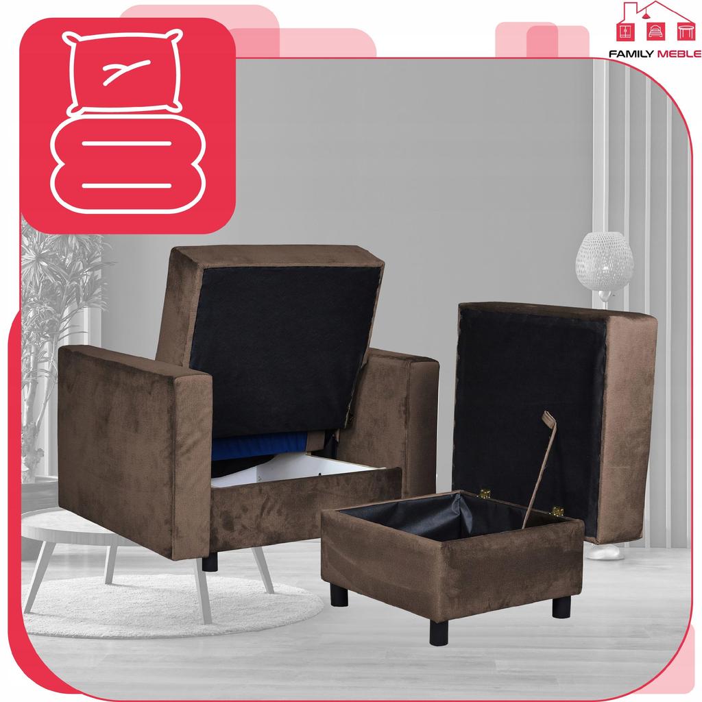 Alicja Reclining Armchair with Sleeping Footrest and Storage Family Meble