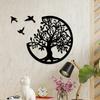 Boho Tree Of Life Black Wooden Wall Hanging,3 Birds Wall Art Decor,Round Hanging Ornaments,Indoor Crafts,Witchy Home Decorations