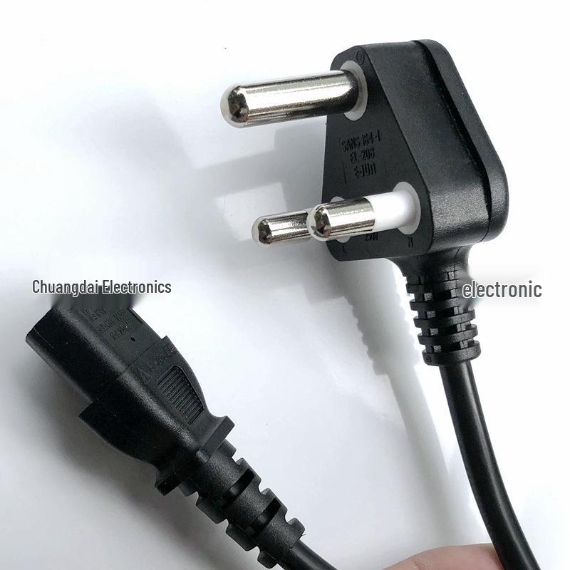 SANS Large 3-Pin South Africa Figure-8 Power Cord, 0.75/1.0 Sq Mm, 6A/16A, with C13 Connector