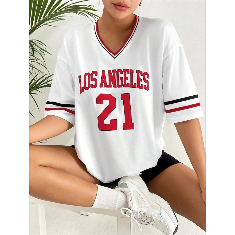 Los Angeles Nummer 21 Fotball T-skjorte For MennKvinner Sommer Oversize Strand Surf T-skjorte Harajuku Trend Kortermet Streetwear Topper